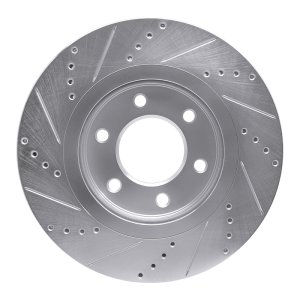 Infiniti QX56 Brake Rotor (1) - Front Right - R1 Concepts - Drilled & Slotted - Silver - `07-`24